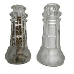 Lenox Lighthouse Salt and Pepper‎ Shakers Crystal Fine Czech Republic